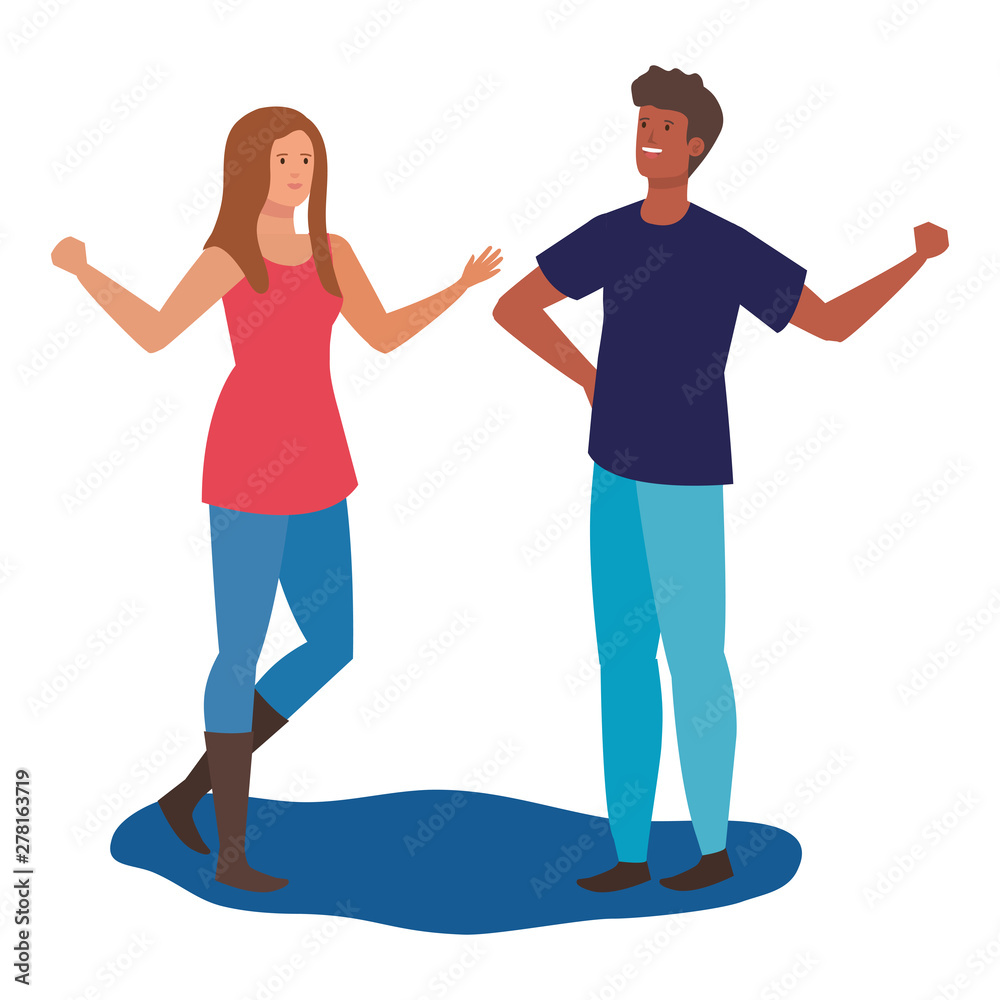 interracial lovers couple celebrating characters interracial lovers couple celebrating characters