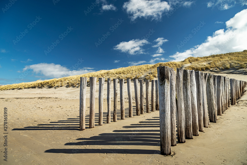 Domburg - Close-Up to Timber Piles  on a sunny Day /Netherlands