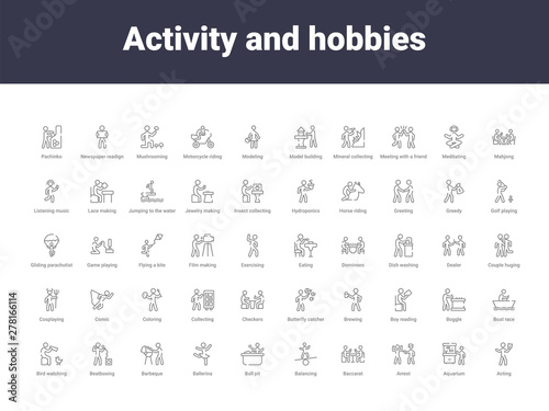 activity and hobbies outline icons