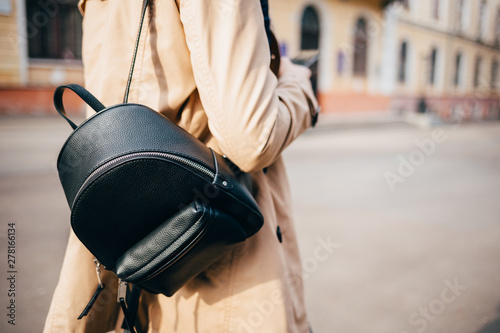 Close-up of elegant women's backpack photo