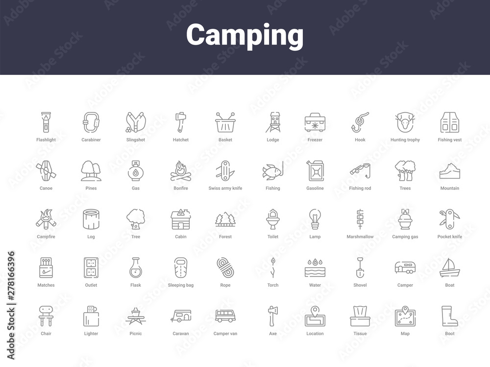 camping outline icons