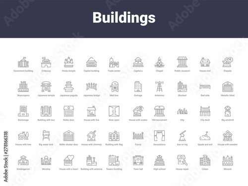 buildings outline icons