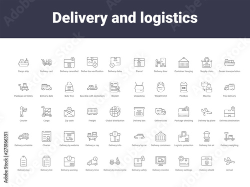 delivery and logistics outline icons