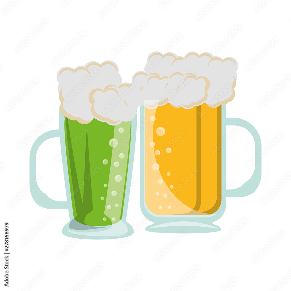 beer glasses fresh alcoholic drinks