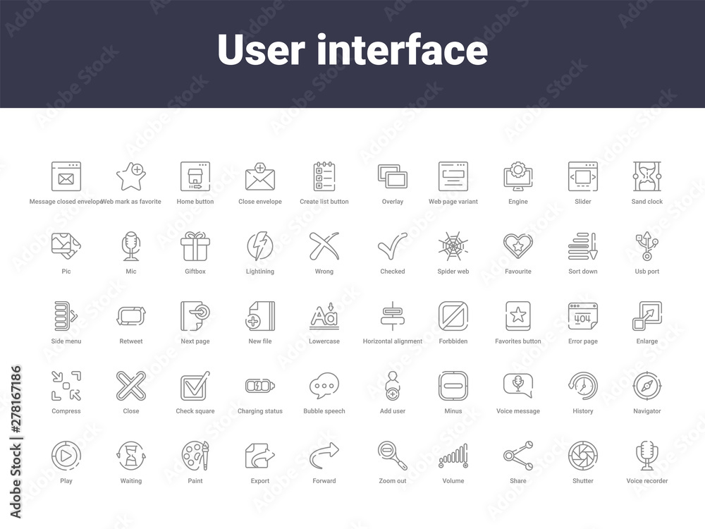 user interface outline icons user interface outline icons