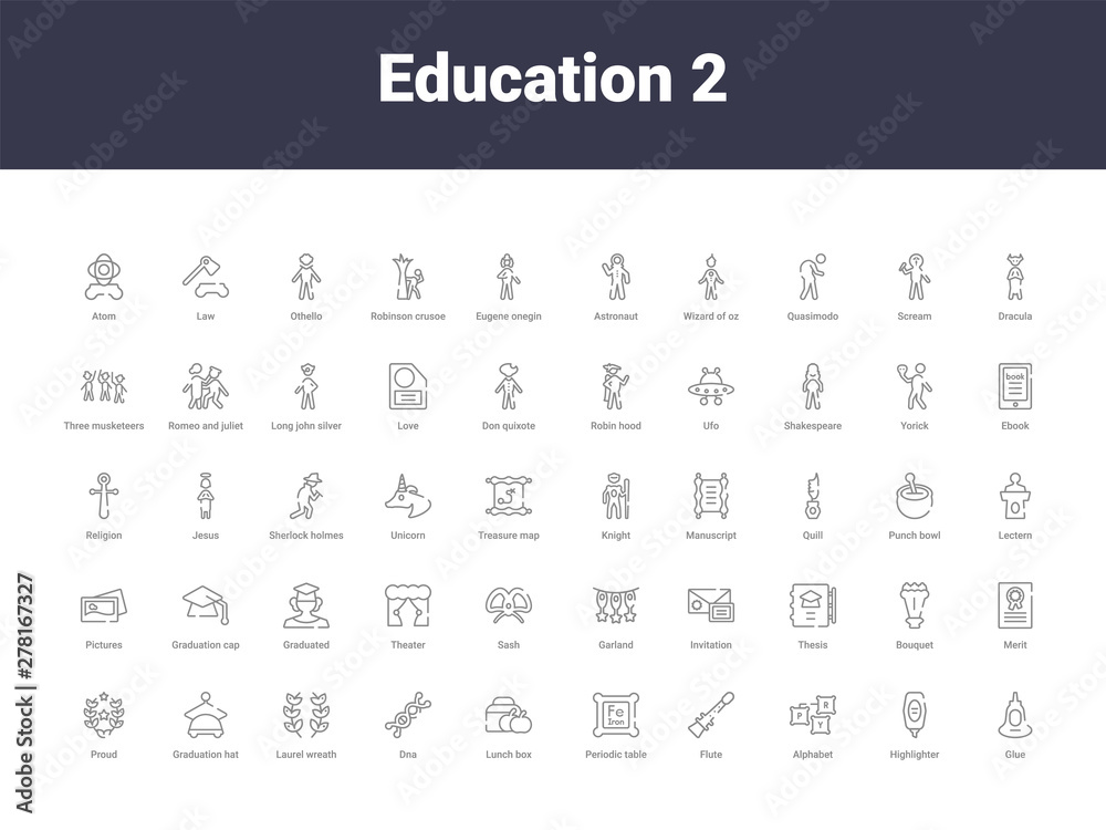 education 2 outline icons