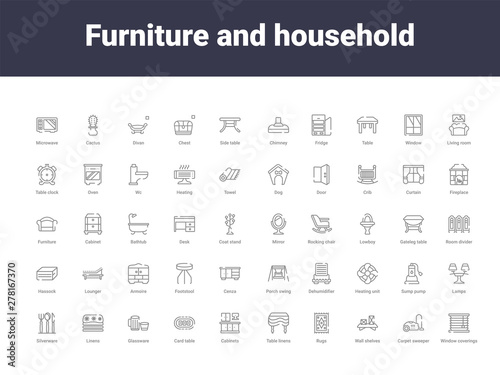 furniture and household outline icons