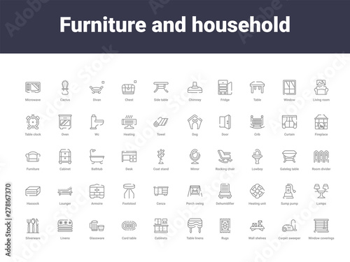 furniture and household outline icons photo