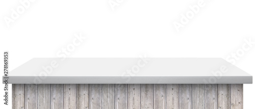 Light wooden table top isolated on white background - can be used for display or montage your products. 3d illustration