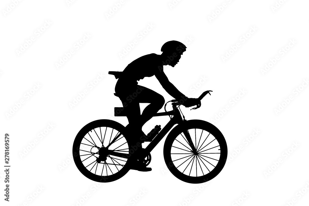 Obraz premium Cycling Silhouette on white background