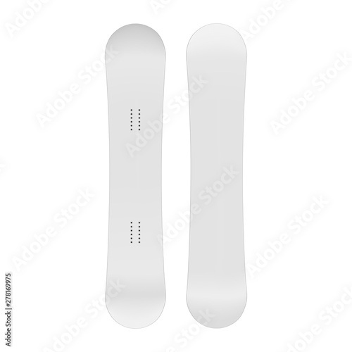Snowboard mockup - front and back view. Vector illustration