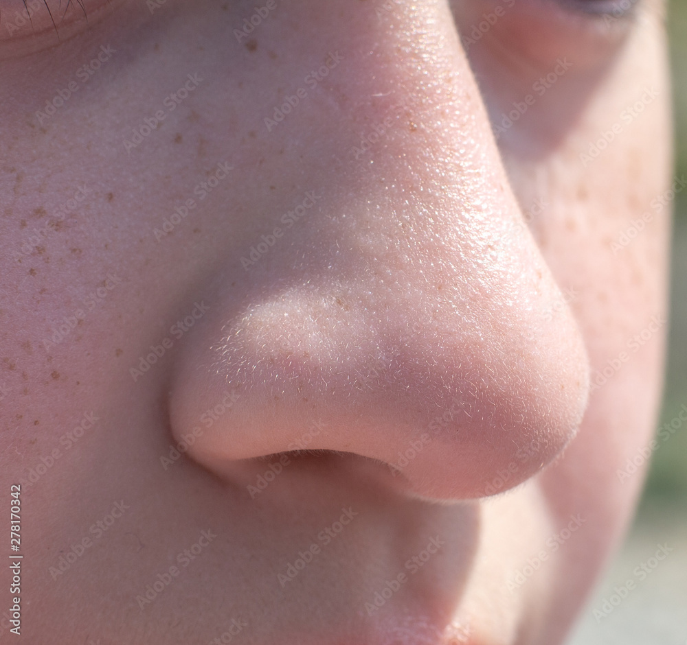 Fototapeta premium Nose teen girl close up side view
