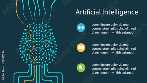 Abstract Artificial intelligence. Technology web background. Virtual concept