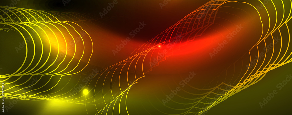 Techno glowing background, futuristic dark template with neon light effects and simple forms, vector Techno glowing background, futuristic dark template with neon light effects and simple forms, vector