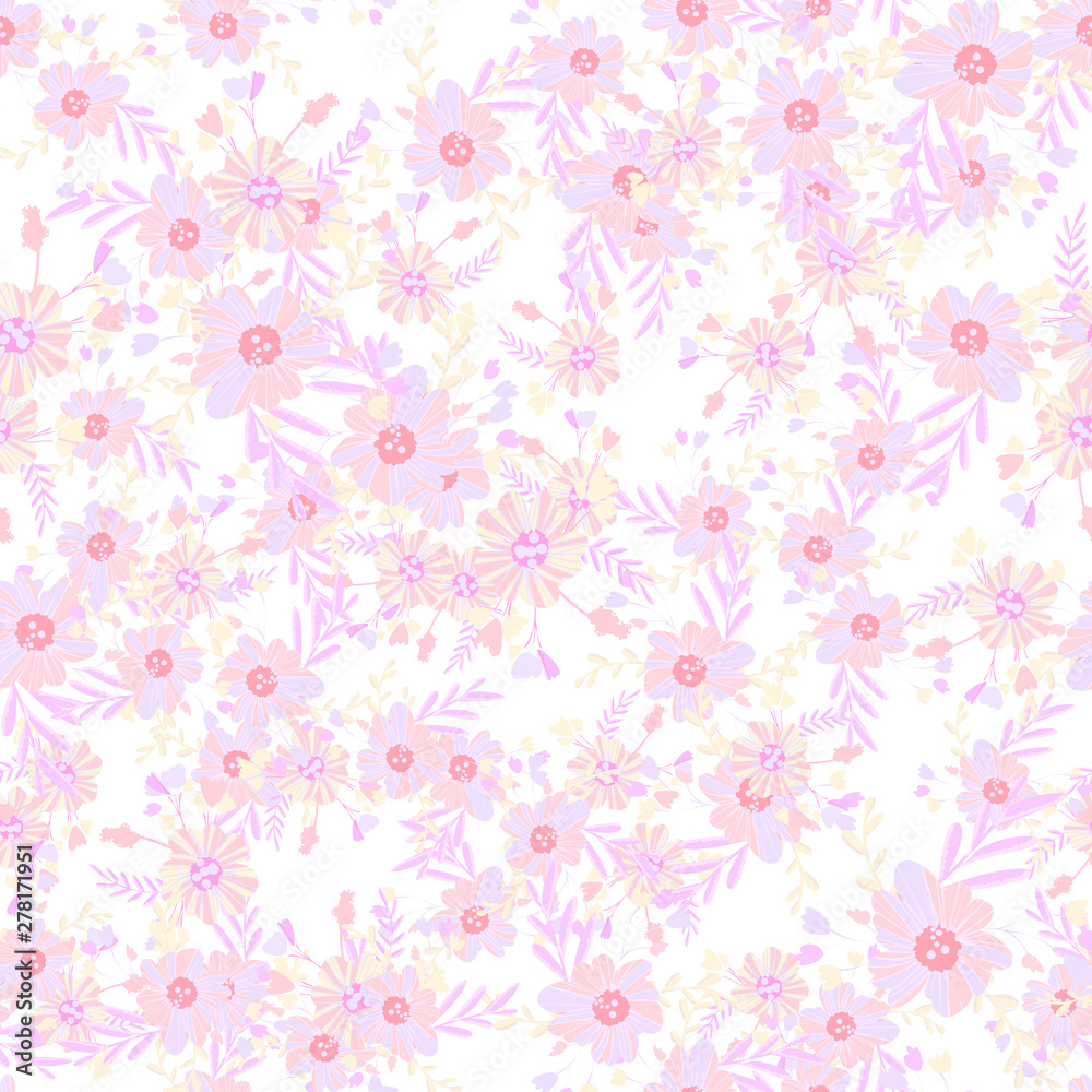 Abstract flowers seamless pattern for fabric design. Vector repeat illustrations. Romantic twig and flora seamless pattern.Botanical wallpaper. Element decorative floral. Abstract flowers seamless pattern for fabric design. Vector repeat illustrations. Romantic twig and flora seamless pattern.Botanical wallpaper. Element decorative floral.