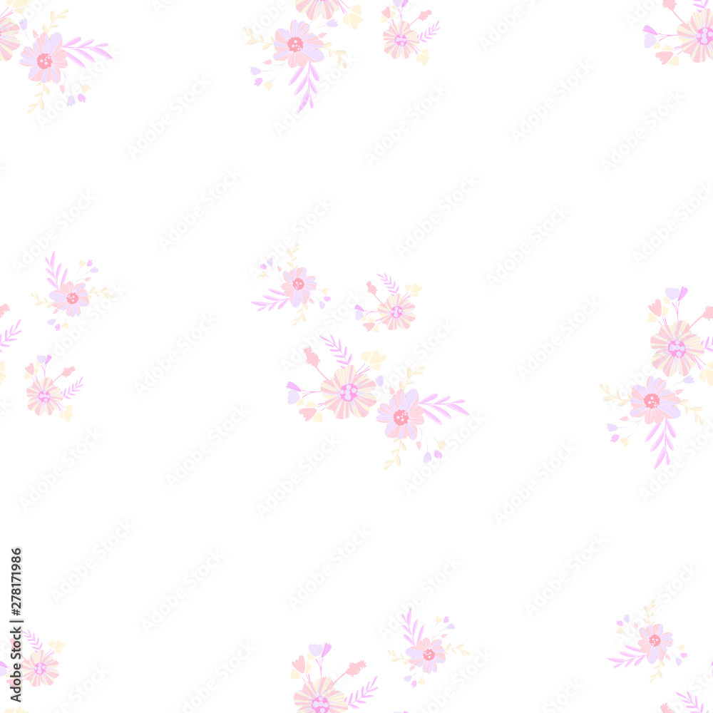Abstract flowers seamless pattern for fabric design. Vector repeat illustrations. Romantic twig and flora seamless pattern.Botanical wallpaper. Element decorative floral. Abstract flowers seamless pattern for fabric design. Vector repeat illustrations. Romantic twig and flora seamless pattern.Botanical wallpaper. Element decorative floral.