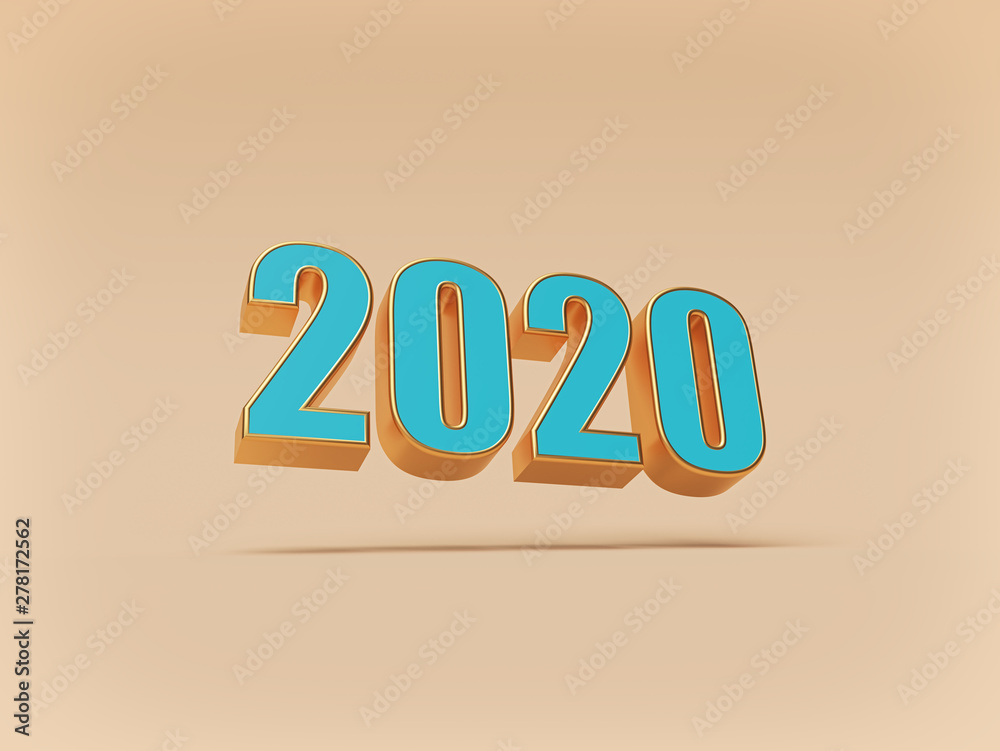 2020 New Year text simple concept. calendar background. 3d rendering 2020 New Year text simple concept. calendar background. 3d rendering