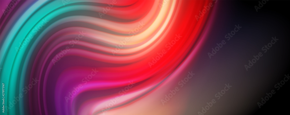 Abstract wave lines fluid rainbow style color stripes on black background. Artistic illustration for presentation, app wallpaper, banner or poster Abstract wave lines fluid rainbow style color stripes on black background. Artistic illustration for presentation, app wallpaper, banner or poster