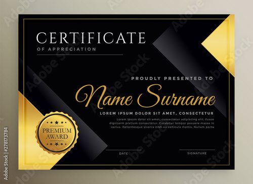 black and gold certificate template