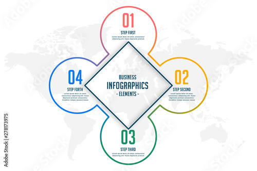 four steps line style infographic template