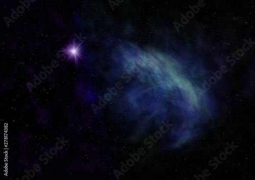 Being shone nebula. 3D rendering