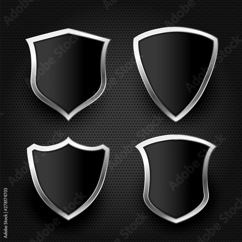 black shield with silver frame set