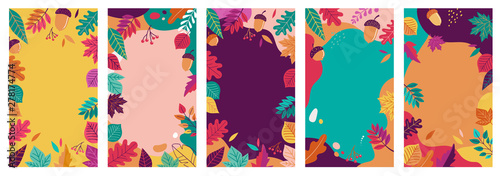 Autumn, fall banners, collection of abstract background designs, fall sale, social media promotional content. Vector illustration