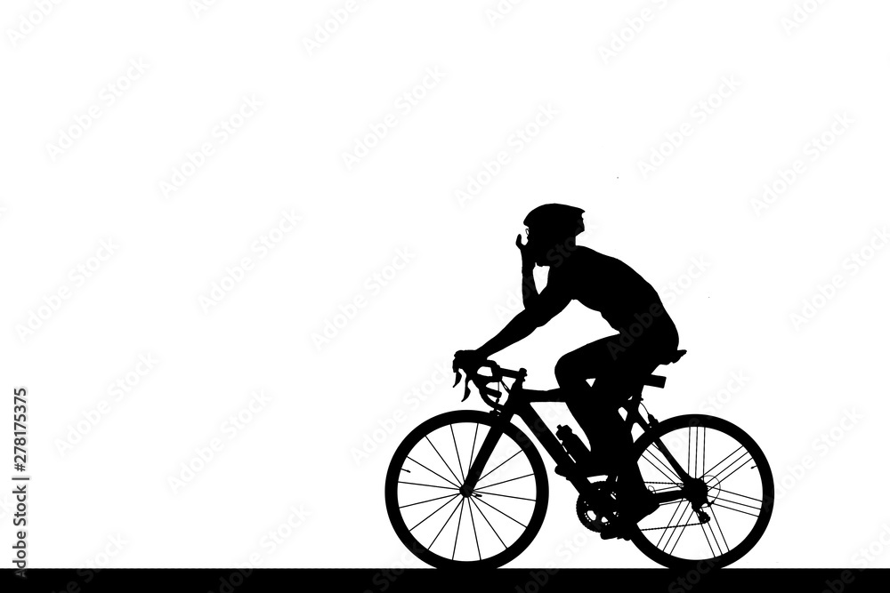 Cycling Silhouette on white background Cycling Silhouette on white background