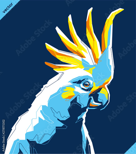 Pop art portrait of tropical parrot. Vector illustration
