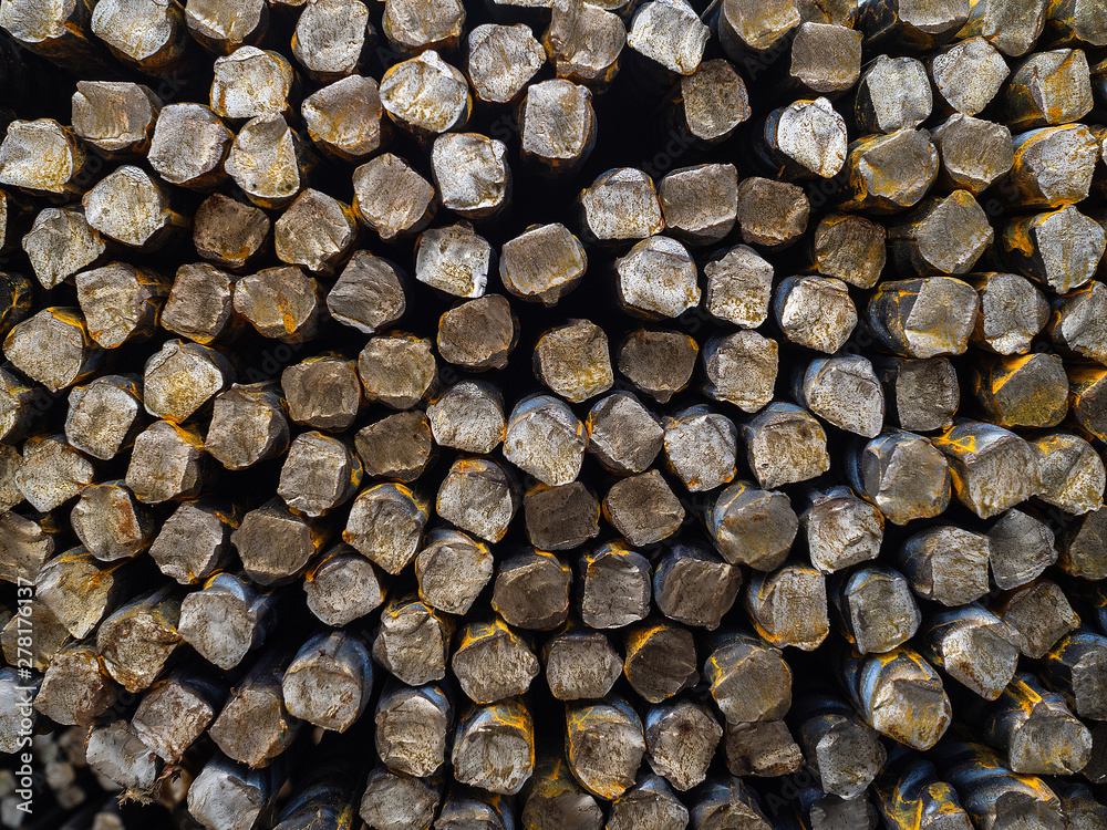 Steel reinforcing bars. The basis of rebar to strengthen the concrete. A large number of iron rods Steel reinforcing bars. The basis of rebar to strengthen the concrete. A large number of iron rods