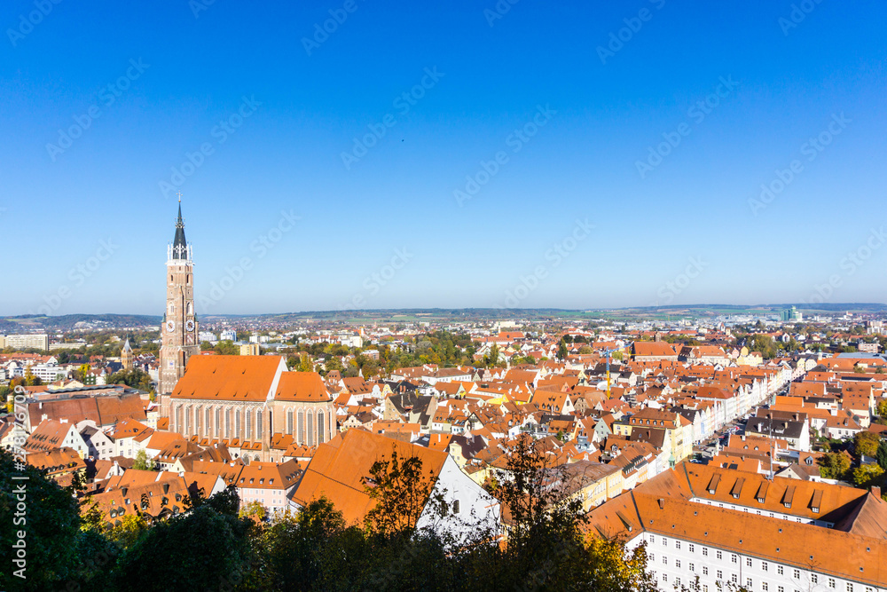 Panorama of Landshut with Church Bavaria Germany