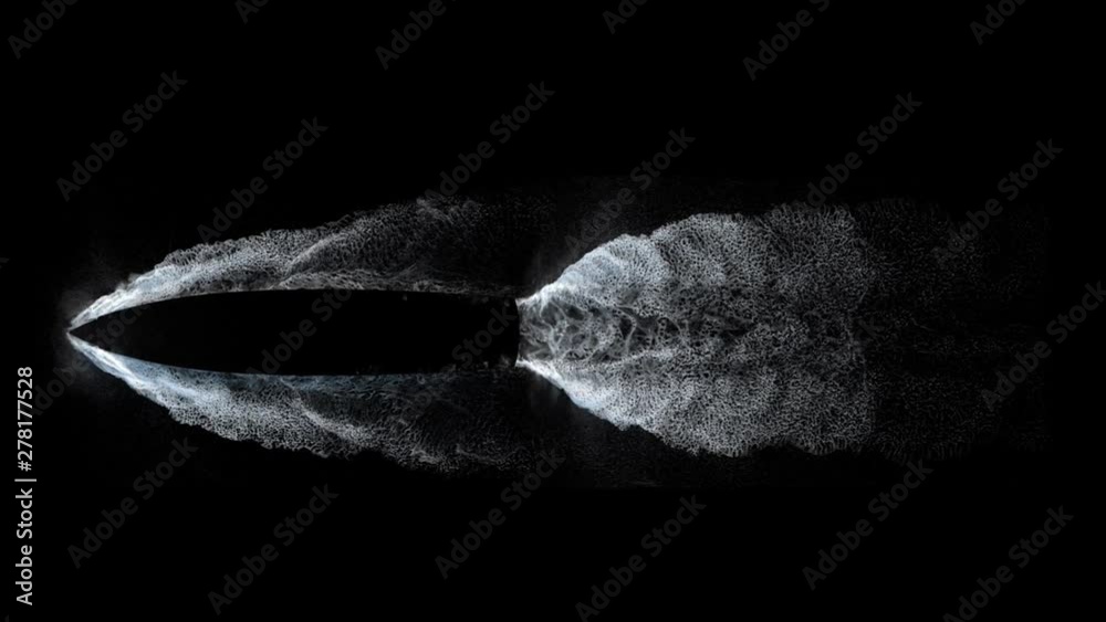 ship wake trail seamless loop texture with alpha, top view, isolated on black