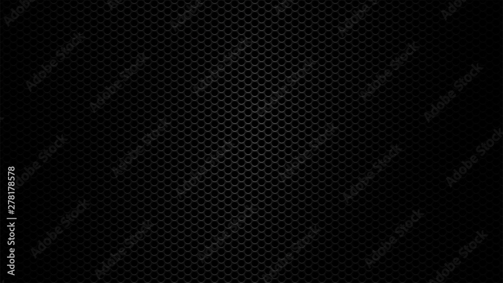Black metal texture steel background. Perforated sheet metal.