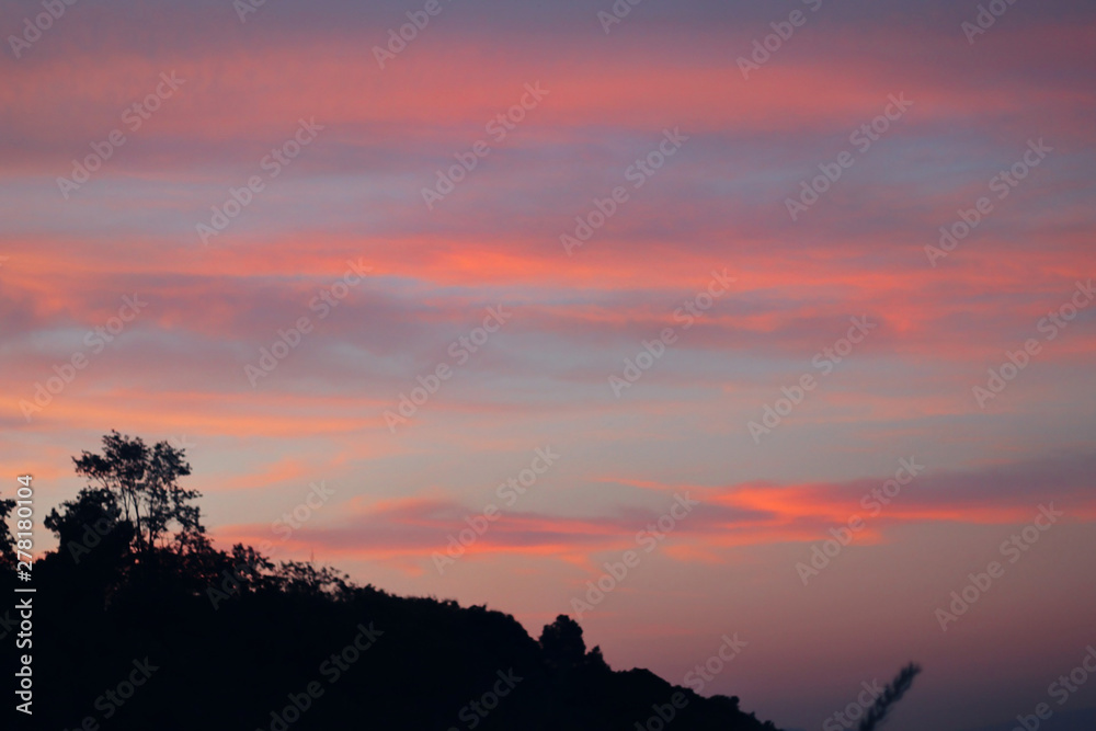 Fototapeta premium Mountain silhouette with a beautiful sunset.