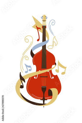 Cello flat vector illustration