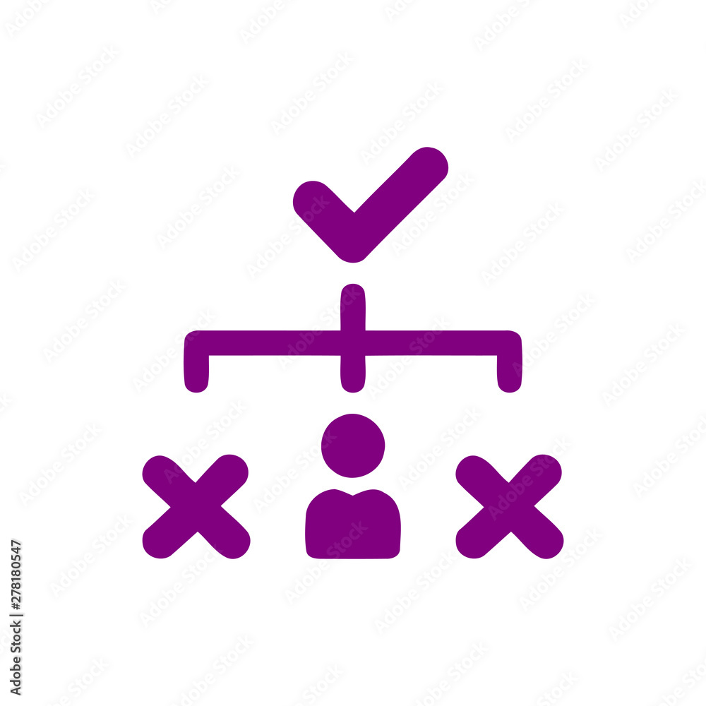 Obraz premium Business decision, business plan, decision making, management, plan, planning, strategy purple color icon