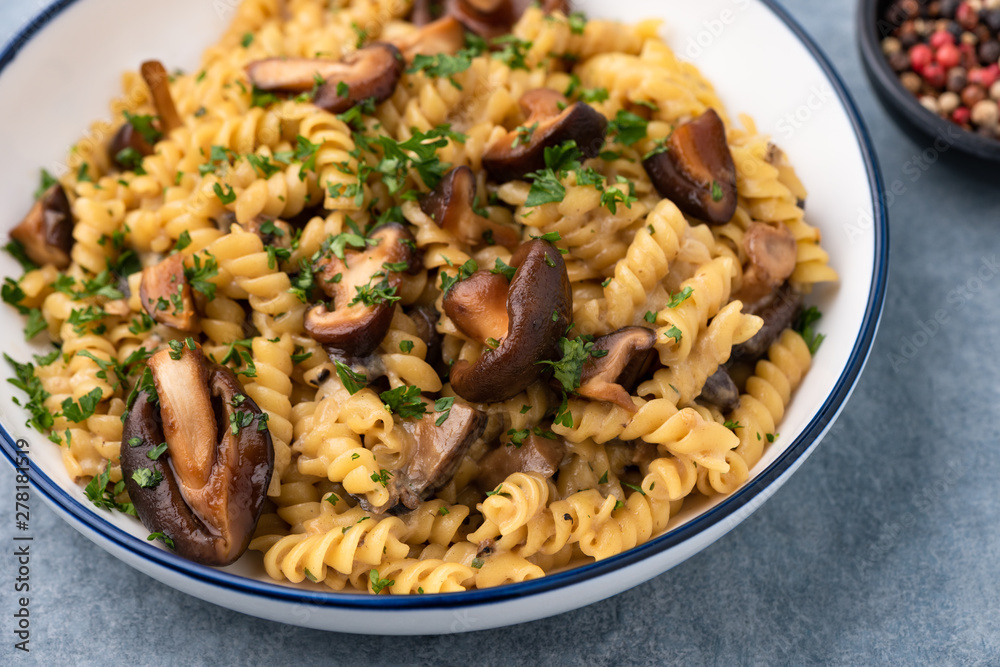 Pasta fusilli with Mushroom in Herb sauce Pasta fusilli with Mushroom in Herb sauce