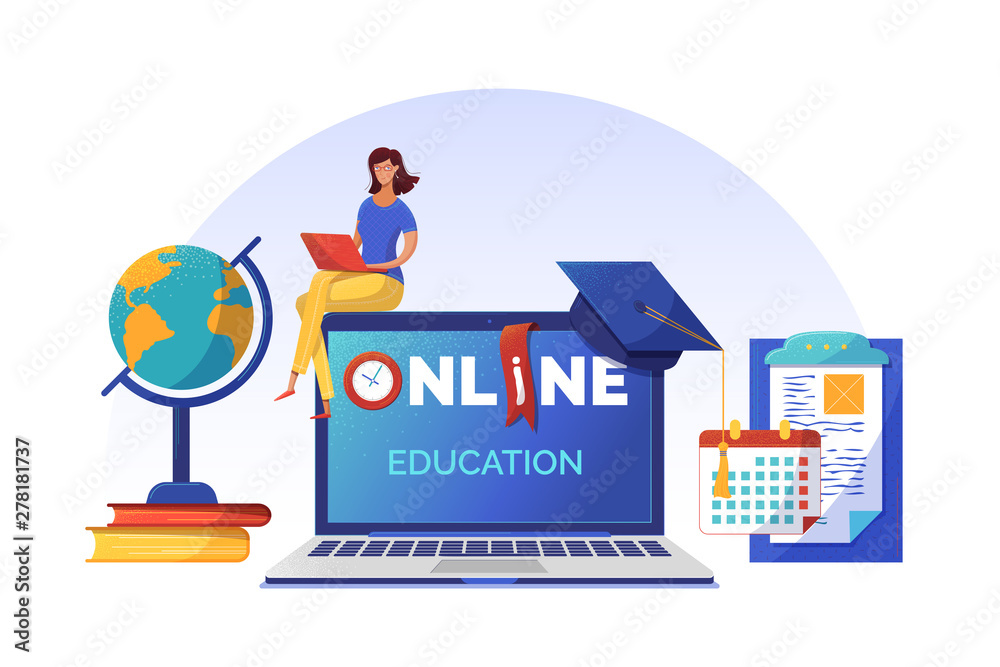 Online courses planning banner flat vector template Online courses planning banner flat vector template