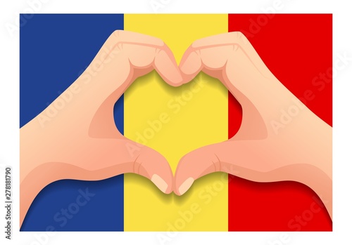 Chad flag and hand heart shape