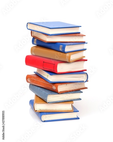 Stack of books isolated on white background