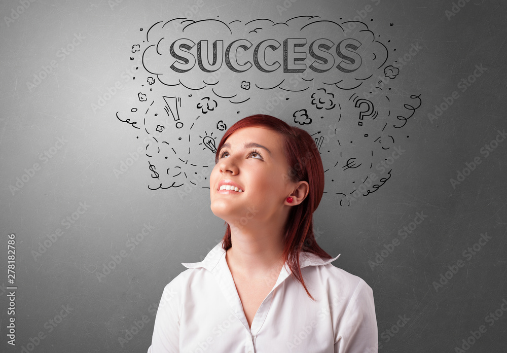 Young pretty person looking forward to success Young pretty person looking forward to success