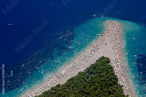 Golden Cape Beach, Zlatni Rat on island Brac, Croatia from air © shufu