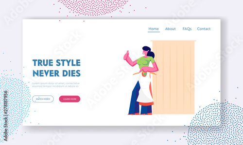 Young Woman Try on Apparel in Dressing Room at Garment Fashion Store, Girl in Cabin with Mirror in Shop Show Thumb Up. Shopping Website Landing Page, Web Page. Cartoon Flat Vector Illustration, Banner