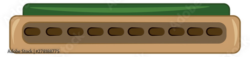 A green harmonica, vector or color illustration.