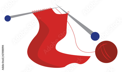 Knitting a yarn, vector or color illustration.