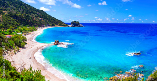 Fototapeta Naklejka Na Ścianę i Meble -  Best beaches of Samos island - scenic  Potami with turquoise waters,  near Karlovasi town, Greece