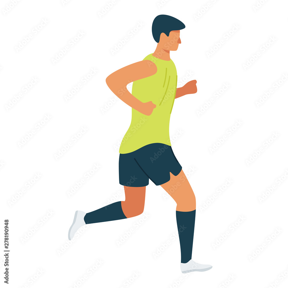Athlete, jogger on morning run cartoon vector illustration