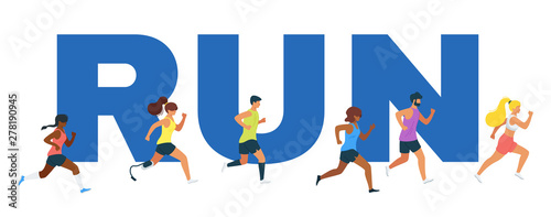 Run word concept banner