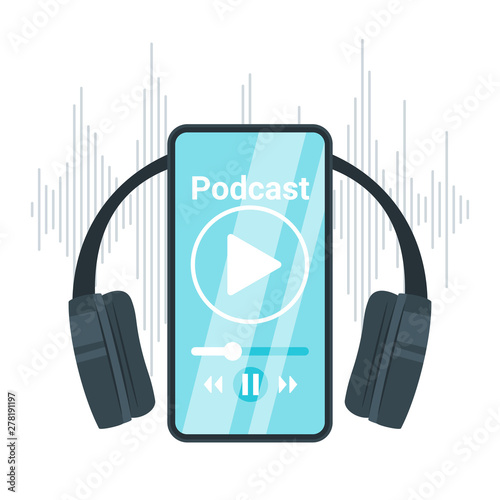 Podcast flat vector illustration