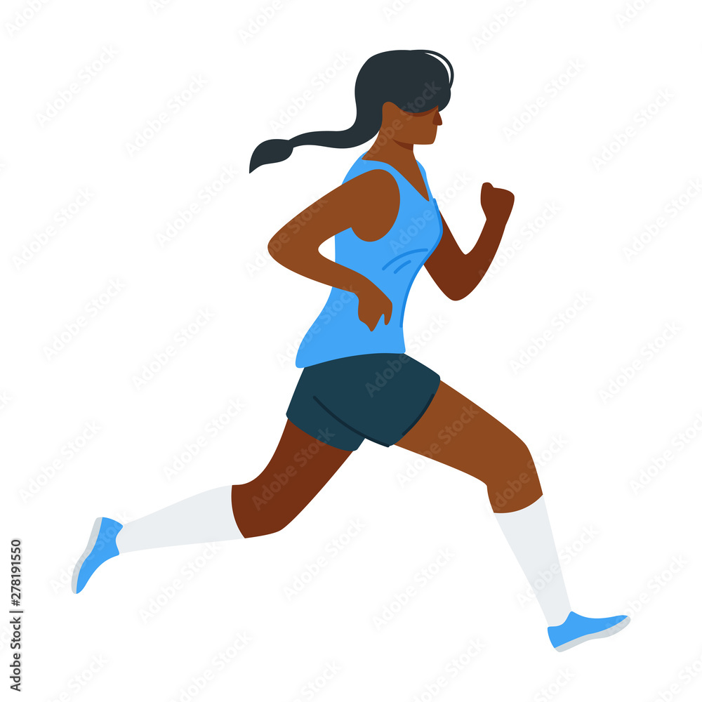 Running woman flat vector illustration